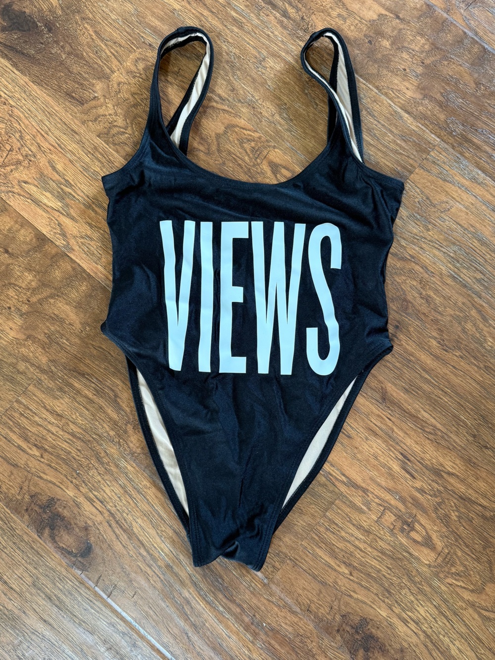 PRIVATE PARTY Black One-Piece High Cut Swimsuit VIEWS!! NEVER WORN! S/M